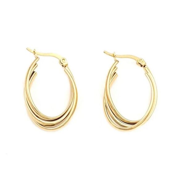 Gold Plated Minimalist Hoop Earrings - Picture 4 of 8